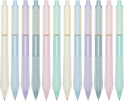 Gel Pens Black Ink Fine Point 0.5mm Retractable Cute Pen for Smooth Writing School Office Supplies (Gold 12-count)