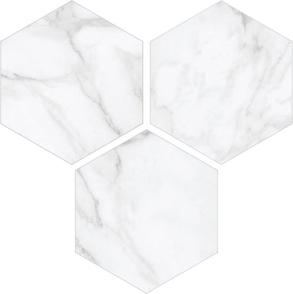 45-Sheet Hexagon Peel and Stick Backsplash, 6" x 7" White Calacatta Marble Looks Self Adhesive Wall Tile, Stone Composite Stick on Decorative Mosaic Tile for Kitchen Bathroom Fireplace