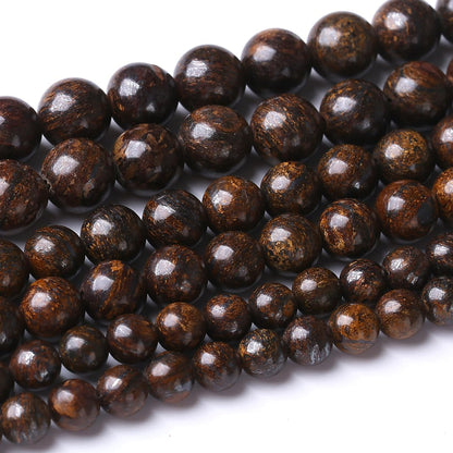 45PCS 8MM Natural Bronze Stone Beads Round Loose Stone Beads for Jewelry Making DIY Energy Stone Healing Power Bracelet 15"
