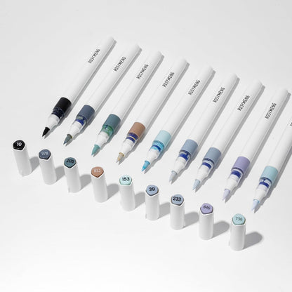 9 Color Acrylic Paint Markers, Water-Based Acrylic Markers for Artists Adults Coloring Drawing Cartoon Anime Comic - Brush Tip for Rock Painting, Wood, Canvas, Fabric (Gray Wolf Series)