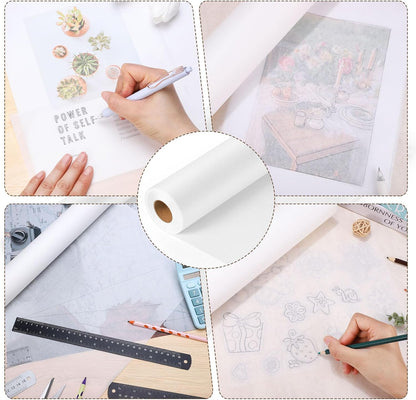 Tracing Paper Roll 24in x 75yd, White Trace Paper Pattern Paper Translucent Tracing Paper for Sewing, Drawing, Sketching, Gift Wrapping