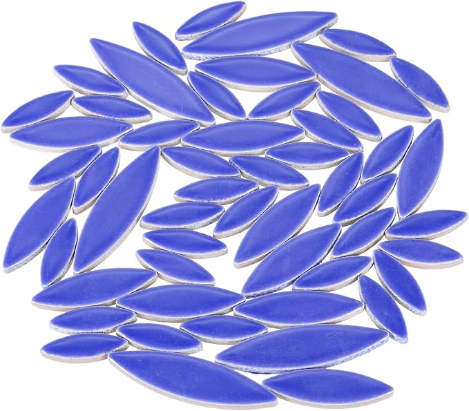 uxcell Ceramic Mosaic Tile, About 200g Teardrop Leaf Tile Mosaic Block for Handicrafts Artwork, Sapphire Blue