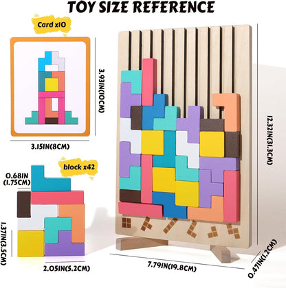 Wooden Russian Blocks Puzzle Brain Teasers Toy Tangram Jigsaw Puzzle Intelligence Colorful 3D STEM Montessori Educational Gift for Boys and Girls,Board Game Educational Toys for Toddlers 3-6 Years