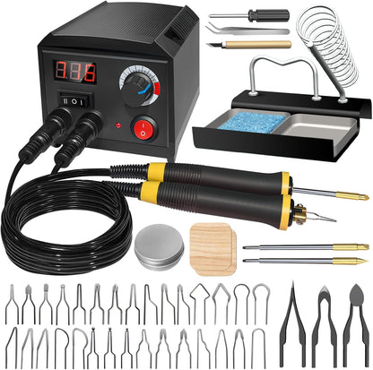 Wood Burning Tool, Wood Burner kit Pen 200~750℃, Wood Burning kit with Digital Thermometer Temperature Adjustable Temperature, 2 pyrographic Wood Burning pens, 36 Wood Burning Pen Tips - Crafty Corner