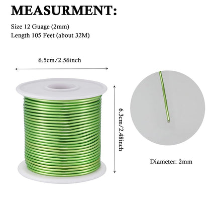 12 Gauge Light Green Aluminum Craft Wire (105FT) - Anodized for Jewelry Making, Beading Floral, Plant Gardening, Sculpting & Modeling Craft Wire (Light Green #8, 2mm) - Crafty Corner