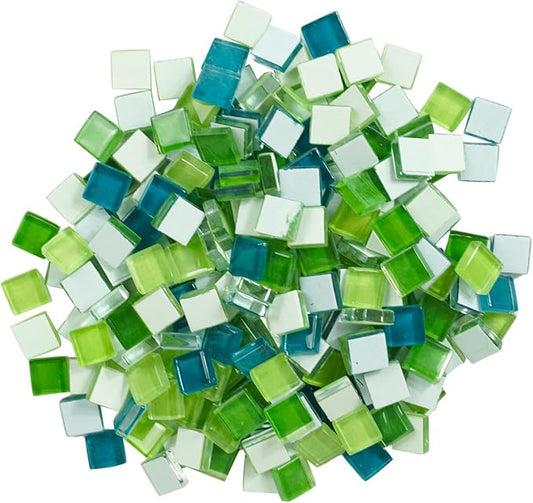 Square Glass Mosaic Tiles for Adults Crafts Supplies,200g Colorful Stained Glass Pieces Bulk for DIY Mosaic Art Coasters Handmade Jewelry Picture Frames Decoration