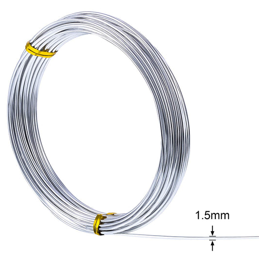 TecUnite Aluminum Craft Wire for Sculpting Armature Bendable Craft Wire for DIY Jewelry Making (1 Roll,Silver,10 M x 1.5 mm)