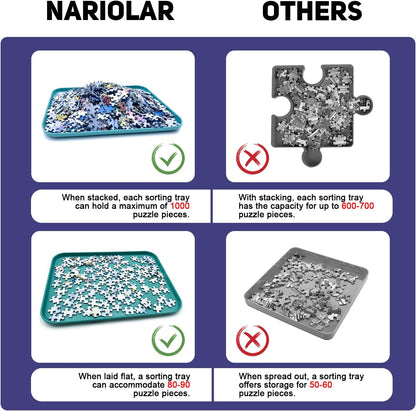 12" x 8.7" Puzzle Sorting Trays - Stackable, 6 Pack Puzzle Sorter for Sorting 1000/1500/2000 Pieces