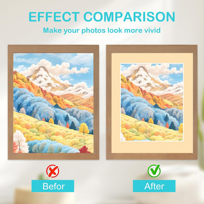 Prudiut 15 Pack 8x10 Picture Mats, Mixed Colors Frame Mattes for 5x7 Pictures Photo Frame Mat Core Bevel Cut Mat Board Show Kit for Photos, Prints, Artworks