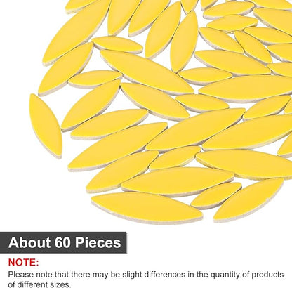uxcell Ceramic Mosaic Tile, About 200g Teardrop Leaf Tile Mosaic Block for Handicrafts Artwork, Yellow