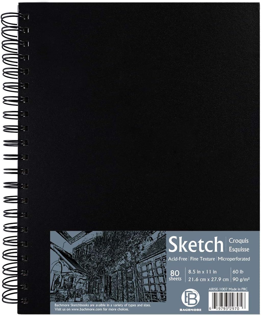 Bachmore 8.5"x11" Hardbound Sketchbook, Left Spiral Sketch Pad with Hardcover, Perforated and Durable Acid Free Drawing Paper, Ideal Art for Kids & Adults, Artist Pro & Amateurs - Crafty Corner