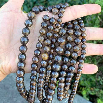 90pcs Adabele Natural Brown Bronzite Healing Gemstone 4mm (0.16 inch) Small Round Beads Gem Stone Spacer for Craft Jewelry Making GF16-4