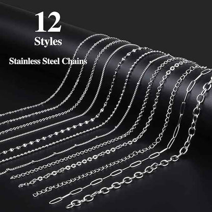 Ecofor Jewelry Making Super Bundle - 111.7 Feet 14K Gold & Stainless Steel Chains with 500+ Findings, 50 Pendants & Tools (17 Rolls)