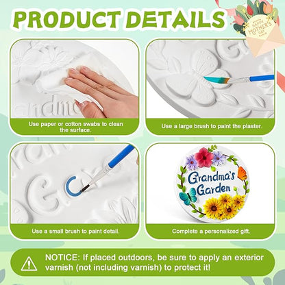 Juexica DIY 9.5 Inch Grandma's Garden Stepping Stone, Woman Gifts for Mom, Paint You Own Garden Stepping Stones, Woman Gifts for Nana,Stepping Stones(Grandma,9.5 Inch)