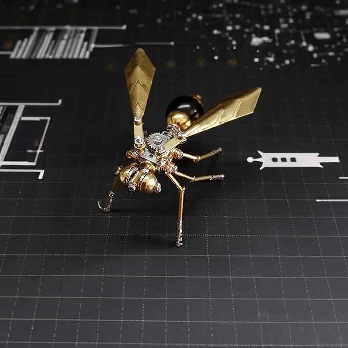 3D Metal Insect Hornet Model Kit, Steampunk Bug Mechanical 3D Puzzle Assembly,DIY Pprojects Metal Building Hobby Kits,Making Kit Arts and Crafts Cool for Birthday(Hornet)