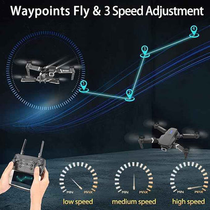 Drone with Dual Camera for Adults Kids, Foldable RC Quadcopter for Beginners, Toys Drone, 1080P FPV Video, 3 Batteries, Carrying Case, One Key Start, Headless Mode, Waypoints fly, 360° Flips