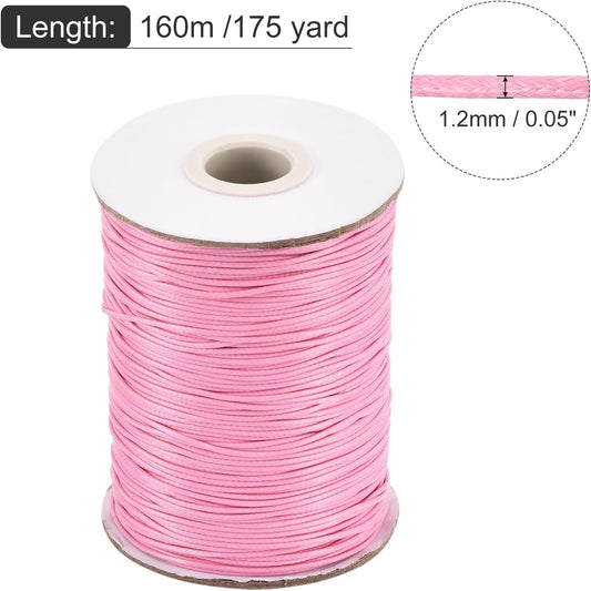 MECCANIXITY Waxed Cord 1.2mm Waxed Polyester Cord 175 Yard Wax String for Bracelet Making,Necklaces, Beading,Jewelry Making and DIY Crafts(Dark Pink)