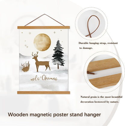 Artmag Magnetic Poster Hanger Frame, 19x19 19x13 19x25 Light Wood Wooden Magnet Canvas Artwork Print Poster Hangers Frames Hanging Kit (Teak Wood, 19")