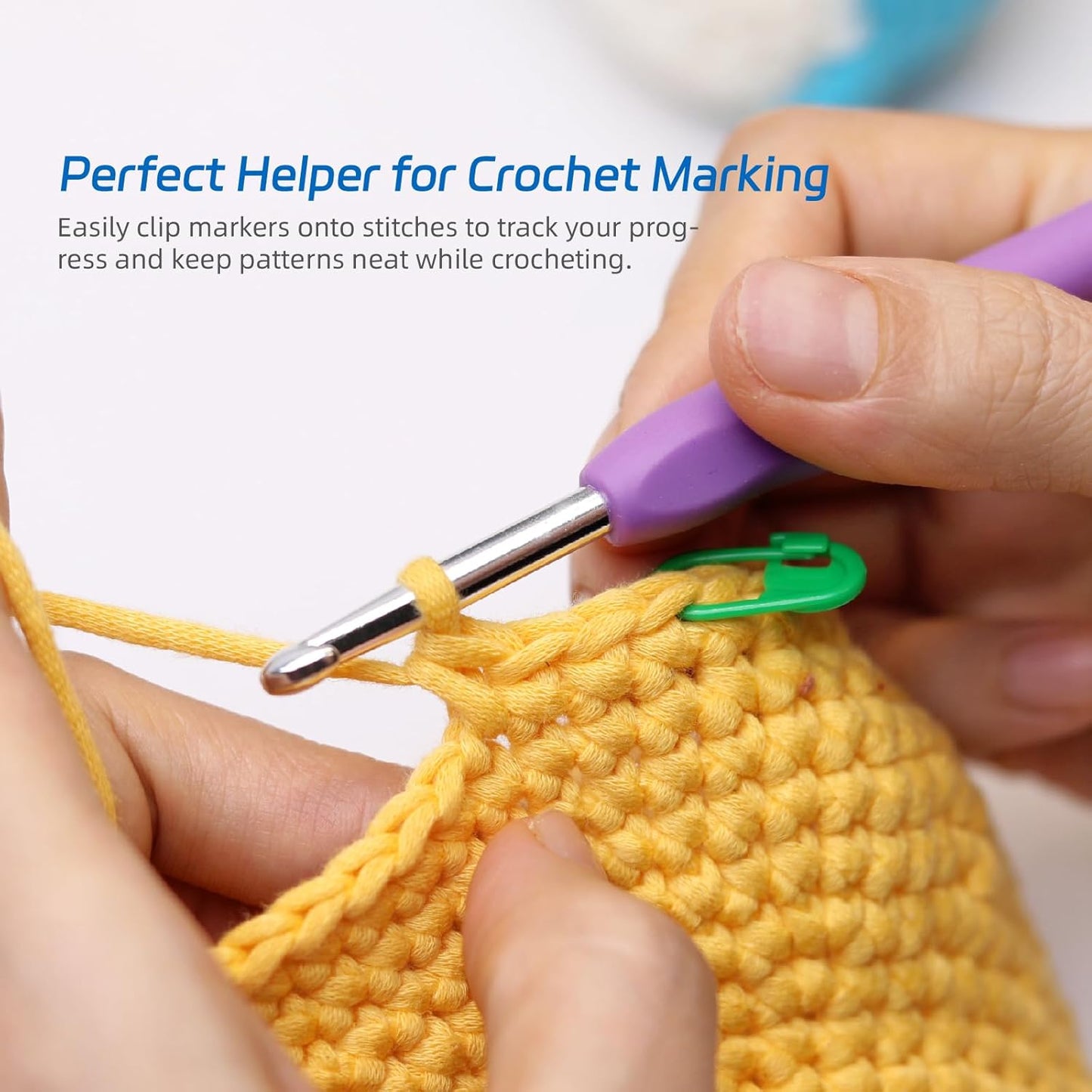 200PCS Crochet Stitch Markers with 12 Needles by Flickzo – Locking Stitch Markers with Clear Case, Colorful Plastic Safety Pins for Knitting & Crochet Accessories Supplies