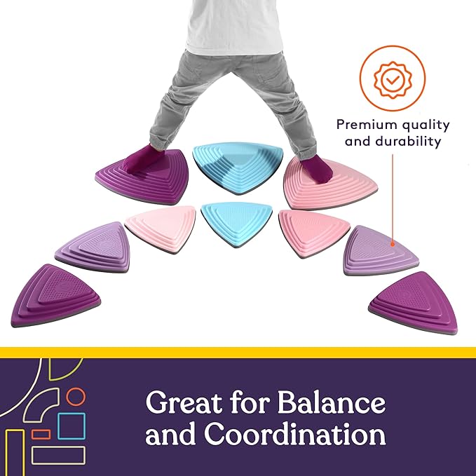 Special Supplies Stepping Stones for Kids Indoor and Outdoor Balance Blocks Promote Coordination, Balance Strength Child Safe Rubber, Non-Slip Edging