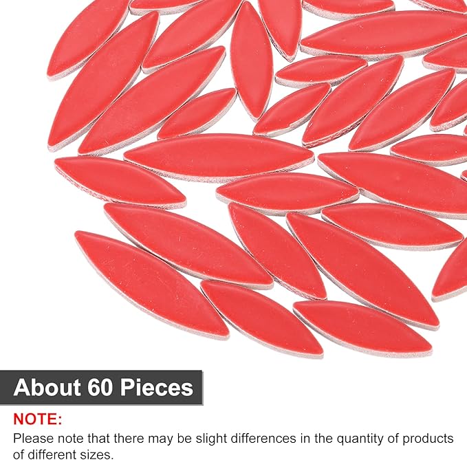 uxcell Ceramic Mosaic Tile, About 200g Teardrop Leaf Tile Mosaic Block for Handicrafts Artwork, Red