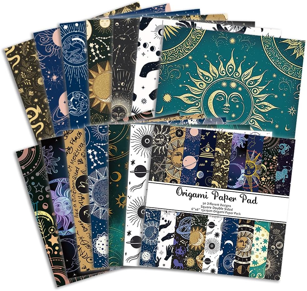 Origami Paper Kit 50 Sheets 70GSM 6 Inch Square Double Sided Color 50 Vivid Japanese Washi Chiyo Colors for Hand Crafts Origami Paper Arts Creativity.Constellation - Crafty Corner