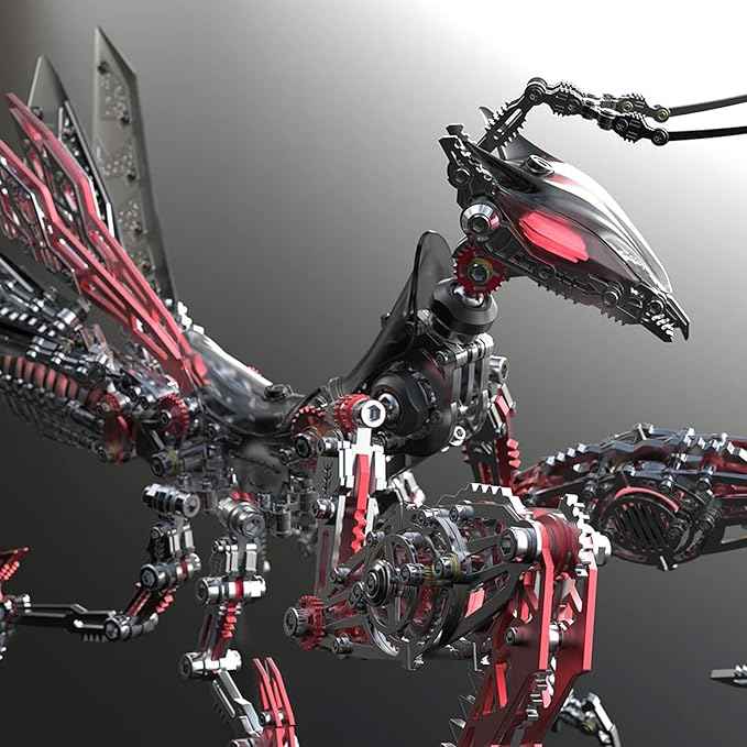 Metalkitor 3D Metal Puzzles for Adults, Giant Mantis Model Kit - Steampunk DIY Ornament - Assembly Jigsaw Crafts Brain Teaser - Perfect Room Decor and Gift Choice(1200+PCS, Black Red) (Black Red)
