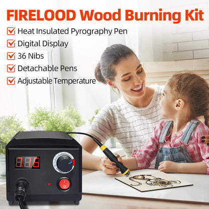 Wood Burning Tool, Wood Burner kit Pen 200~750℃, Wood Burning kit with Digital Thermometer Temperature Adjustable Temperature, 2 pyrographic Wood Burning pens, 36 Wood Burning Pen Tips - Crafty Corner