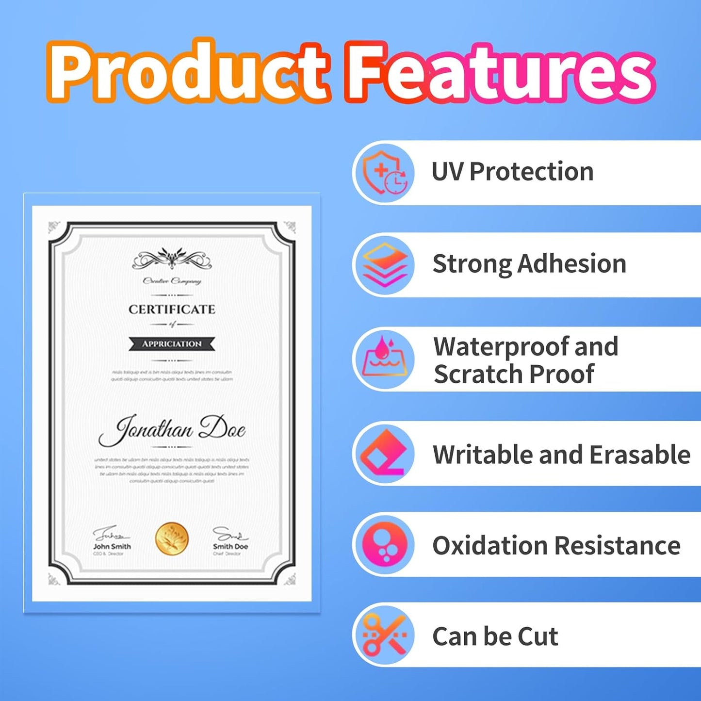 Uinkit 4Mil Thicker Single-Sided Self-Adhesive Laminating Sheets, 10Pack for Letter Size 8.5x11", Peel & Stick Laminating Paper for Documents, Kids Art, Posters, Crafts - No Heat Machine Need