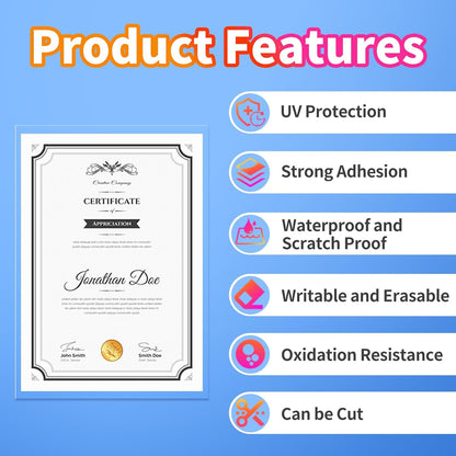 Uinkit 4Mil Thicker Single-Sided Self-Adhesive Laminating Sheets, 10Pack for Letter Size 8.5x11", Peel & Stick Laminating Paper for Documents, Kids Art, Posters, Crafts - No Heat Machine Need