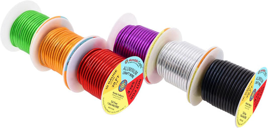 Mandala Crafts 10 Gauge Anodized Aluminum Craft Wire for Jewelry Making - 120 FT Colored Flexible Silver Black Gold Purple Red Kelly Green Wire - Bendable for Bonsai Armature Crafting Sculpting - Crafty Corner