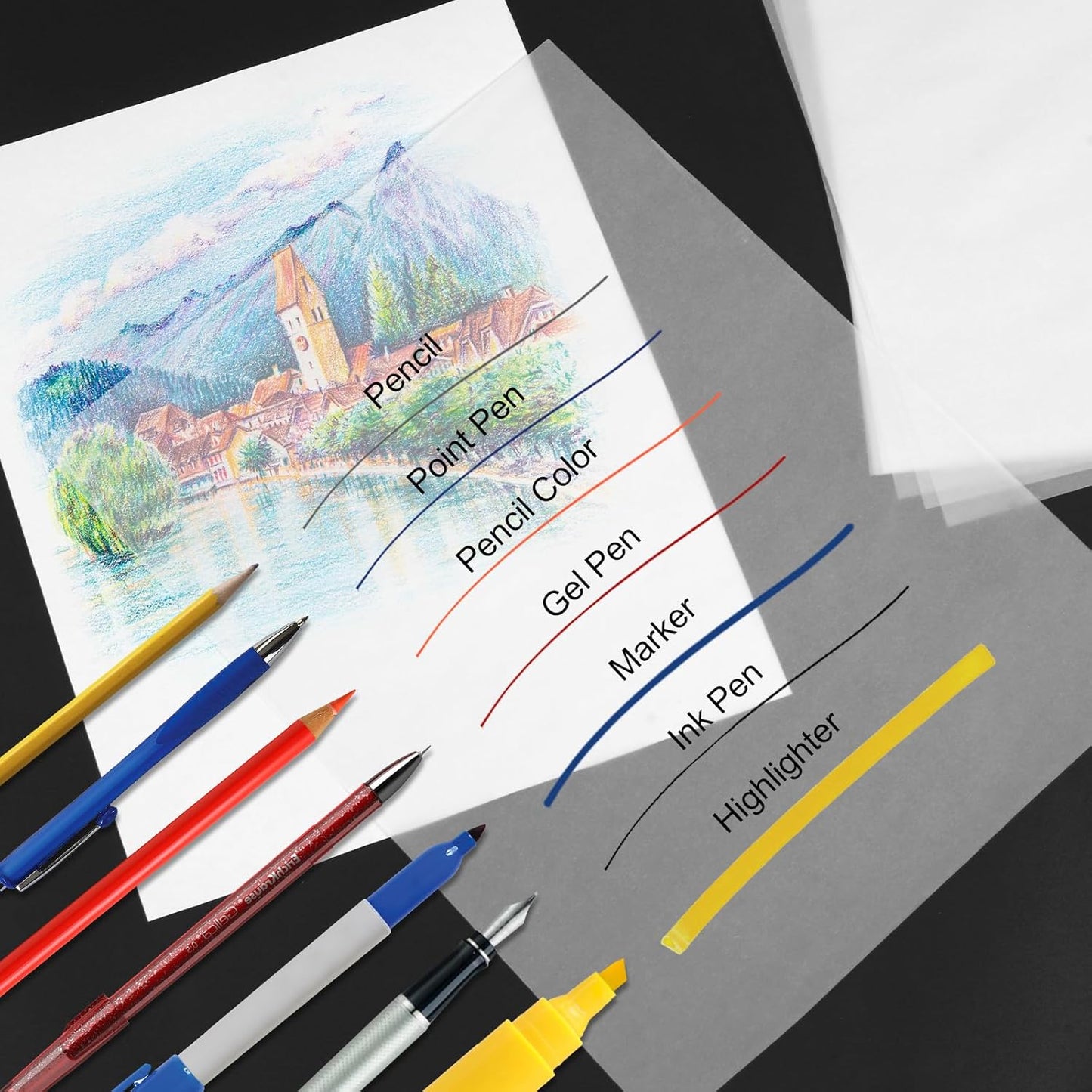 110 Sheets Tracing Paper for Drawing, 9”x12” Trace Paper, Translucent Vellum Paper Tracing Paper Pad, Tracing Pad for Sketching, Preliminary Drawing, Overlaying Images Tracing