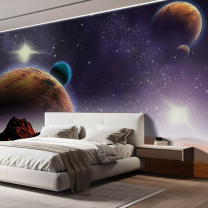 wall26 Wall Sticker/Wall Mural Peering into a Vibrantly Colored Space, Not Peel and Stick, Non-Woven Wallpaper Decorative for Bedroom, Living Room, Office - 96x144 inches