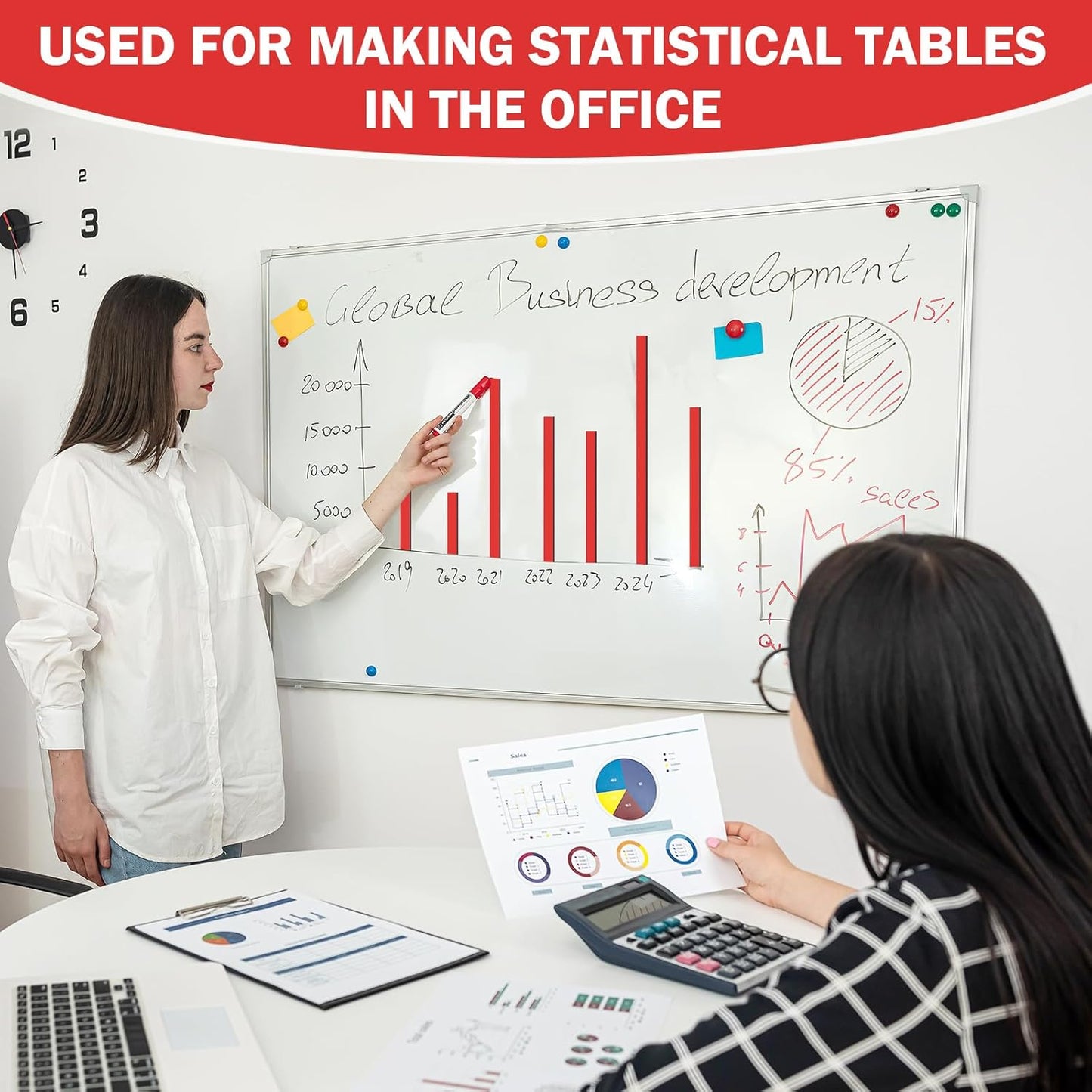 Magnetic Tape Roll Thin Strips, 1/4 Inch x 33 Feet Magnetic Board Dividers Whiteboard Graphic Decorative Tape Marking Line for Classroom Office Art Accessories(Red)