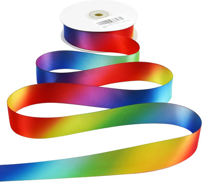 MEEDEE Rainbow Ribbon Satin Ribbon 1 inch Rainbow Satin Ribbon Rainbow Colored Ribbon for Crafts Gift Wrapping Pride Birthday Party Decoration DIY Rainbow Hair Bows - 25 Yards - Crafty Corner