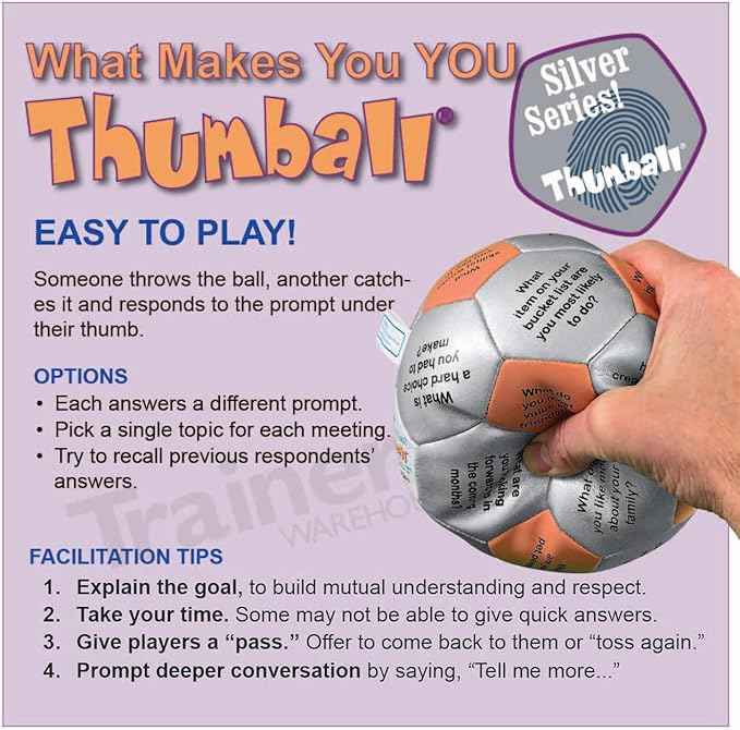 Trainers Warehouse 6" Thumball Collection, 32 Prompts for Conversation, Team Building, Relationship and Training