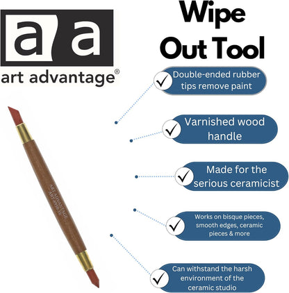 Art Advantage Wipe Out Tool, Double-Ended, Ceramic Tools, Ceramics Tools, Ceramics Tool Kit, Clay Paint Remover, Ceramic Tools for Pottery, Wipe Out Tools