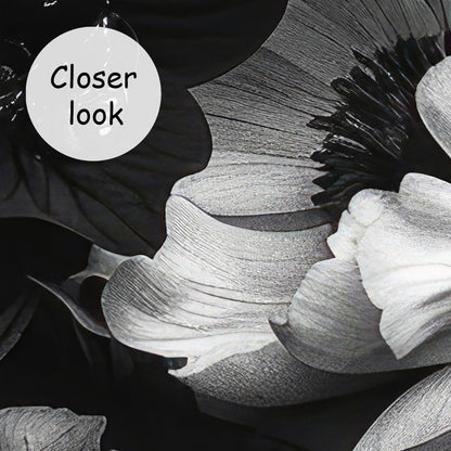AFZEVEB-Black Peony Floral Wallpaper Vintage Large Flower Wall murals for Bedroom 136"x96"(Not Peel and Stick)