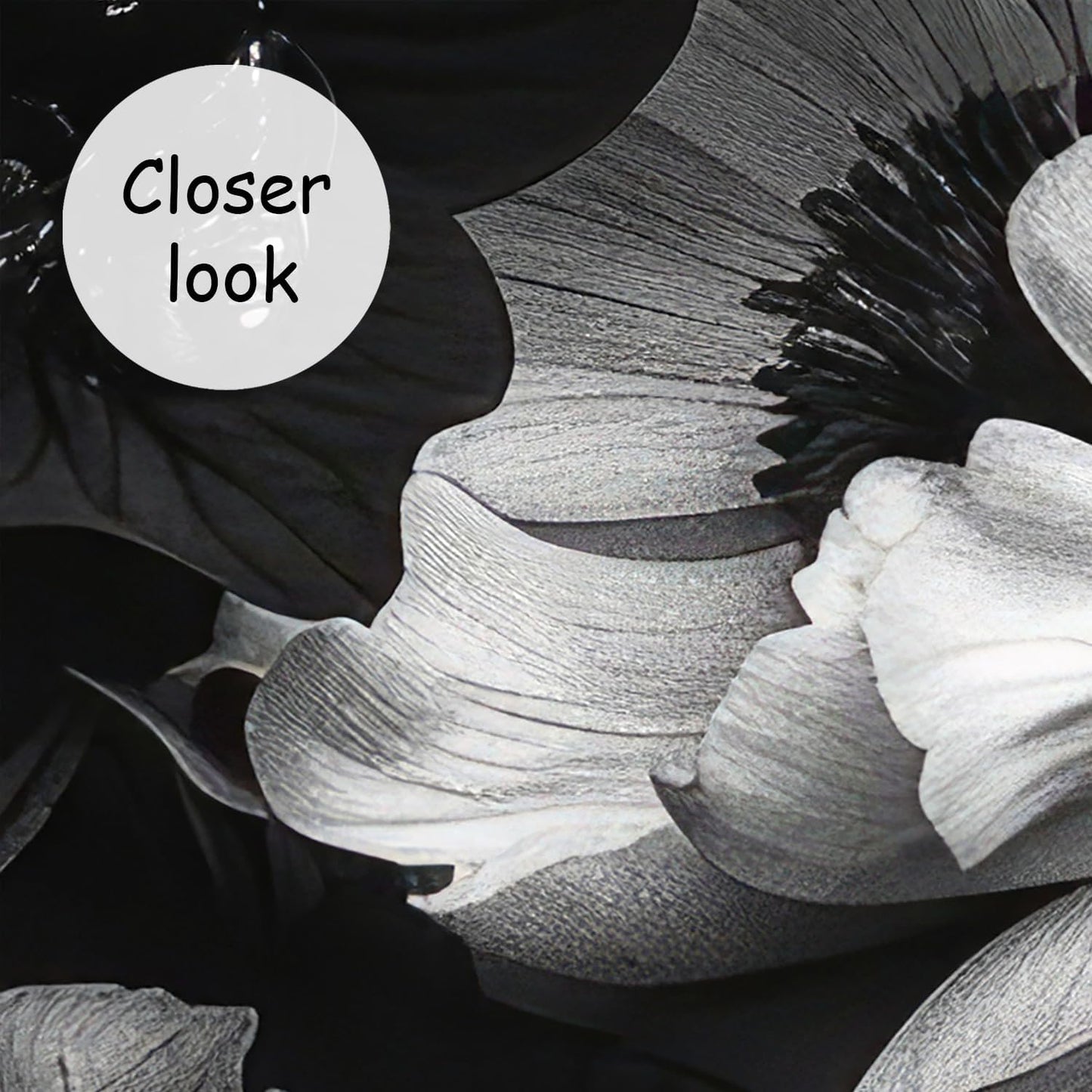 AFZEVEB-Black Peony Floral Wallpaper Vintage Large Flower Wall murals for Bedroom 159"x107"(Not Peel and Stick)