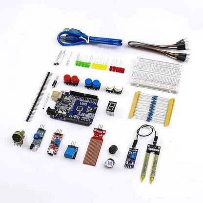 UNO Starter Kit for UNO R3 Development Board Basic Starter Kit 400 Hole Breadboard, Sensors, Obstacle Avoidance Module, and Essential Compatible with A rduino IDE HUAGZIMO