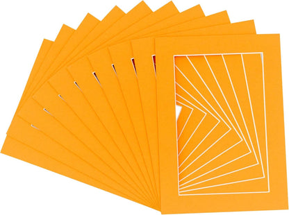 11x14 Mat for 8.5x11 Photo - Precut Orange Picture Matboard for Frames 11 x 14 Inches - Bevel Cut Matte to Display Art 8.5 x 11 Inches - Acid Free Pack of 100 MATS with Backing Boards & Clear Bags