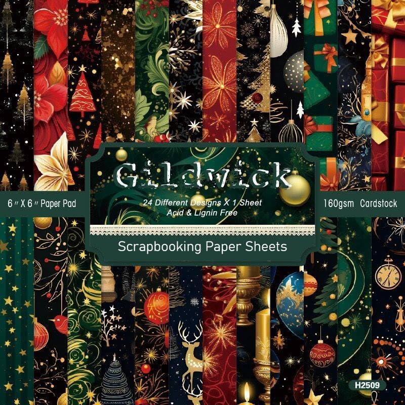 Chritmas Scrapbook Paper Ballon Ribbon Festival Patterned Paper 6×6,24 Sheets Single-Sided Scrapbooking CardStock Papers Pad for Holiday Cardmaking DIY Origami Journaling Papers. - Crafty Corner