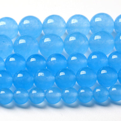 4MM Natural Stone Aquamarine Blue Chalcedony Beads Round Loose Beads for Jewelry Making Bracelet 180pcs 2 Strands 32"