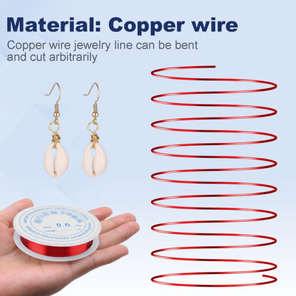 10 Rolls Copper Jewelry Wire, 10 Assorted Colors 0.6 mm Dia. Beading Wire for Jewelry Making Bracelet Earrings Rings Necklaces Flower Craft Projects