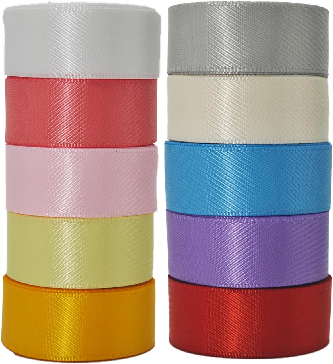 Satin Ribbon 1 Inch Pack,“Morning Meadow Set” 50 Yards Double Faced 10 Nature Colored Ribbon Bulk for Gift Wrapping, Crafts, Flower Bouquet, Easter, Wedding, Party, Hair & Bows - Crafty Corner
