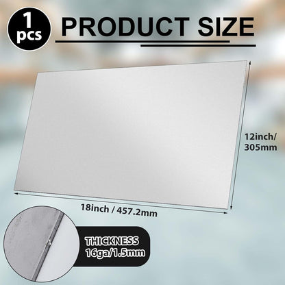 1pcs 16 Gauge 12 x 18 Inch Metal Steel Sheet Steel Plate Mild Carbon Cold Rolled Square Weldable Metal Panels for Outside Industrial DIY Use Projects Weld Accessories