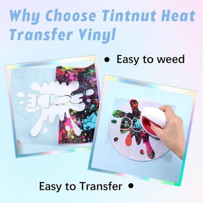 Tintnut Colorful Splash Heat Transfer Vinyl - 6 Sheets 10"x12"Watercolor HTV Patterned HTV Iron On Vinyl for T-Shirts Hats Clothes,for Cricut & Silhouette Cameo