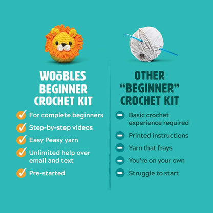 The Woobles Crochet Kit for Beginners - Easy Arts and Crafts Knitting & Crochet Animals Kit As Seen On Shark Tank - JoJo The Bunny