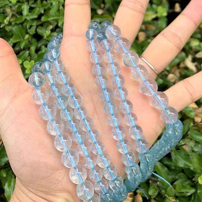35pcs Adabele Natural Blue Topaz Healing Gemstone 10mm Round Loose Beads Gem Stone Spacer for DIY Craft Jewelry Making GE5-10