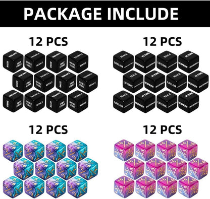 48 PCS MTG Counter Token Dice Abilities Keyword Counters Bulk Creature Stats Buff Magic The Gathering Tokens Dice Set with Bag TCG Card Games Accessories (MTG)